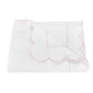 Butterfield Bedding Collection blanket by Matouk, featuring a crisp white design with delicate light pink scalloped edges and stitching, displayed against a plain white background.