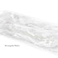 A clear rectangular platter with rounded corners and marbled texture from Nashi Home's White Resin Serveware Collection—an elegant serving piece for your home.
