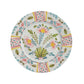 The Duggan Society Sorrento Dinnerware Collection features a decorative ceramic plate with floral and geometric patterns in pink, yellow, green, and blue on white. Evoking the vibrant charm of the Amalfi Coast, this piece blends Italian style into your setting.
