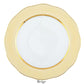 The Herend Silk Ribbons Charger features a round plate with a white center, scalloped beige border, and gold rim—perfect for an elegant tabletop setting. "Beige" appears beneath the plate.