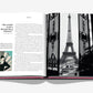 The book "Paris by Paris" by Assouline features a black-and-white photo of the Eiffel Tower on the right page, capturing Paris's essence, while the left page includes a vibrant Belle Époque illustration and quote.