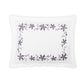 The Callista Bedding Collection Lilac pillowcase by Matouk is crafted from luxurious Giza Egyptian cotton, featuring a lilac floral embroidered border on a crisp white background.