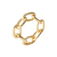 The Kim Seybert Chain Link Napkin Ring Collection features gold napkin rings crafted from interconnected oval links with a textured finish, bringing an elegant and stylish touch to any table setting. Shown here on a white background.