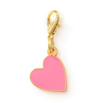 The Foggy Dog Heart Collar Charm is a gold keychain with a pink heart-shaped charm and lobster clasp, perfect as a stylish accessory or cute pet collar charm, shown on a white background.