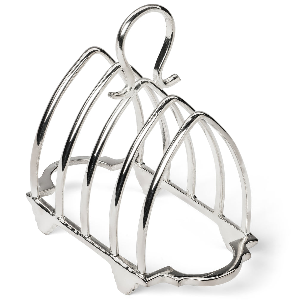 The Karen Adams Letter Holder features a silver-plated metal design with four slots and a top handle—perfect as an elegant desk accessory or unique organizer for your correspondence.