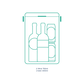 Line drawing of Fieldbar’s Drinks Box Cooler Collection recycling bin with two glass bottles and two aluminum cans—perfect for use with a cooler box or enhancing thermal performance.