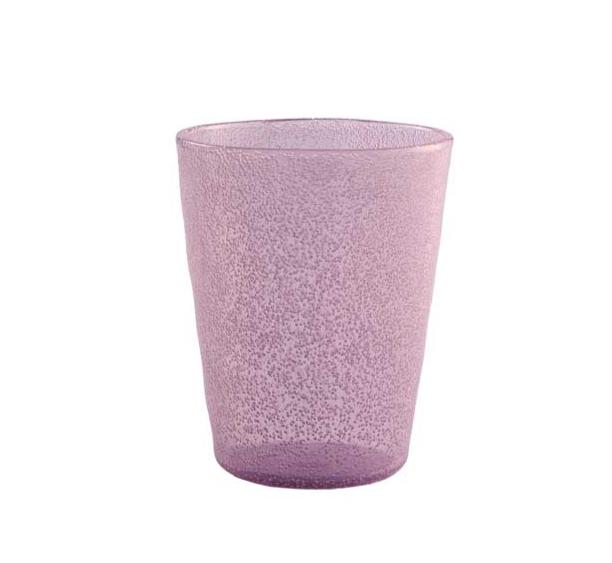 A translucent, textured, light purple acrylic cup from the Memento Pink Acrylic Drinkware Collection is displayed against a plain white background—ideal for outdoor dining and fans of functional acrylic tableware.