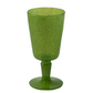The Memento Lime Acrylic Drinkware Collection features a green, speckled goblet-style glass with a thick stem and wide base—ideal for outdoor dining—displayed on a white background.