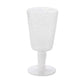 The Memento White Acrylic Drinkware Collection features a clear, goblet-style cup with a textured surface, ideal for outdoor dining and shown standing upright on a flat white background.