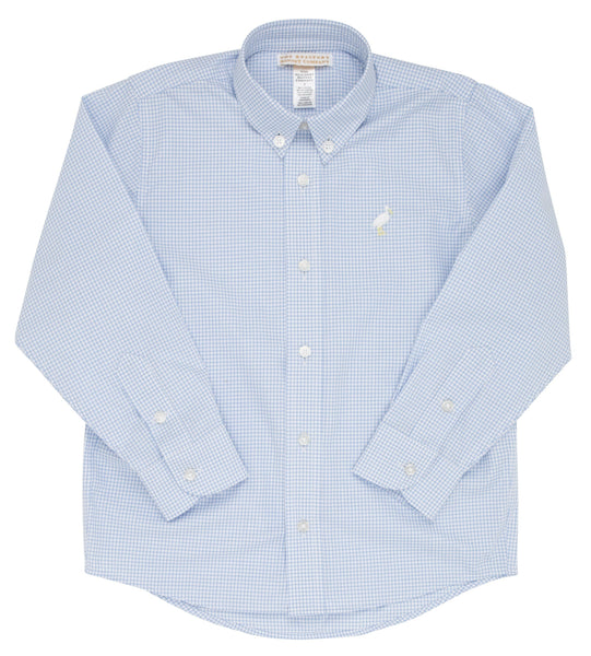 A light blue, "The Beaufort Bonnet Company Boys' Dean's List Dress Shirt" with a classic collar and long sleeves, displayed flat.