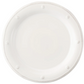 A round white ceramic dinner plate from the Juliska Berry & Thread Classic Whitewash Dinnerware Collection, featuring a raised dotted pattern and rope-style border.