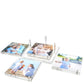 The Tara Wilson Designs Photo Drink Coaster Set features four acrylic coasters with family and child images displayed on a white background, one in a clear holder—both stylish and practical for protecting your surfaces.