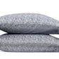 Two gray pillows from the Duma Diamond Bedding Collection by Matouk, featuring a subtle geometric pattern in luxurious Egyptian cotton percale, are stacked horizontally against a white background.