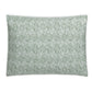 Rectangular pillow from the Matouk Duma Diamond Bedding Collection, featuring a green and white geometric woven pattern inspired by Schumacher design, placed on a white background.