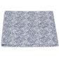 A folded fabric square from the Matouk Duma Diamond Bedding Collection, featuring a blue and white harlequin-inspired diamond motif, is displayed against a plain white background.