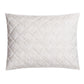 Rectangular pillow from the Duma Diamond Bedding Collection by Matouk, featuring a subtle light gray diamond geometric pattern on a white background, displayed against a plain white surface. Made from luxurious Egyptian cotton percale and inspired by Schumacher design for an elegant touch.