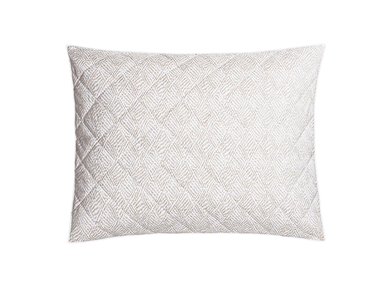 Rectangular pillow from the Duma Diamond Bedding Collection by Matouk, featuring a subtle light gray diamond geometric pattern on a white background, displayed against a plain white surface. Made from luxurious Egyptian cotton percale and inspired by Schumacher design for an elegant touch.