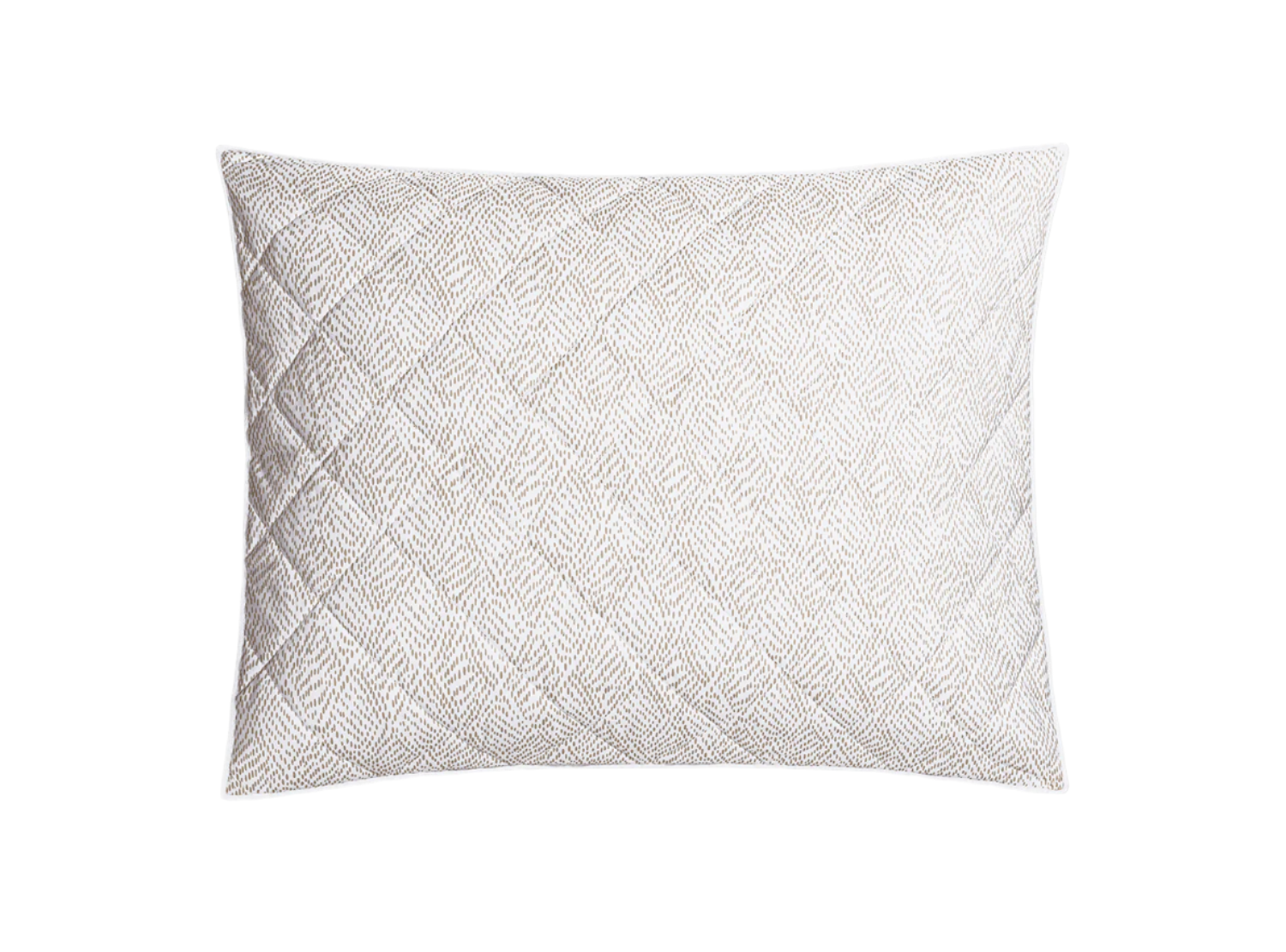 The Matouk Duma Diamond Bedding Collection pillow in Dune features a subtle light gray and white herringbone pattern on Egyptian cotton percale and is OEKO-TEX® certified, shown here against a plain white background.