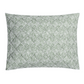 The Matouk Duma Diamond Bedding Collection in Grass features a square pillow with a green and white geometric pattern, crafted from soft Egyptian cotton percale. OEKO-TEX® certified for safety and comfort; shown on a white background.