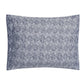 Rectangular pillow from the Matouk Duma Diamond Bedding Collection, featuring a dark blue and white herringbone geometric pattern on luxurious Egyptian cotton percale, set against a plain white background.