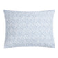 Square pillow from the Matouk Duma Diamond Bedding Collection, featuring a subtle light blue and white herringbone geometric pattern in luxurious Egyptian cotton percale, photographed against a plain white background.