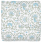The Vidya Leaf Bedding Collection by John Robshaw is a folded quilt with a white background, featuring blue and sage floral and vine patterns inspired by a serene garden.