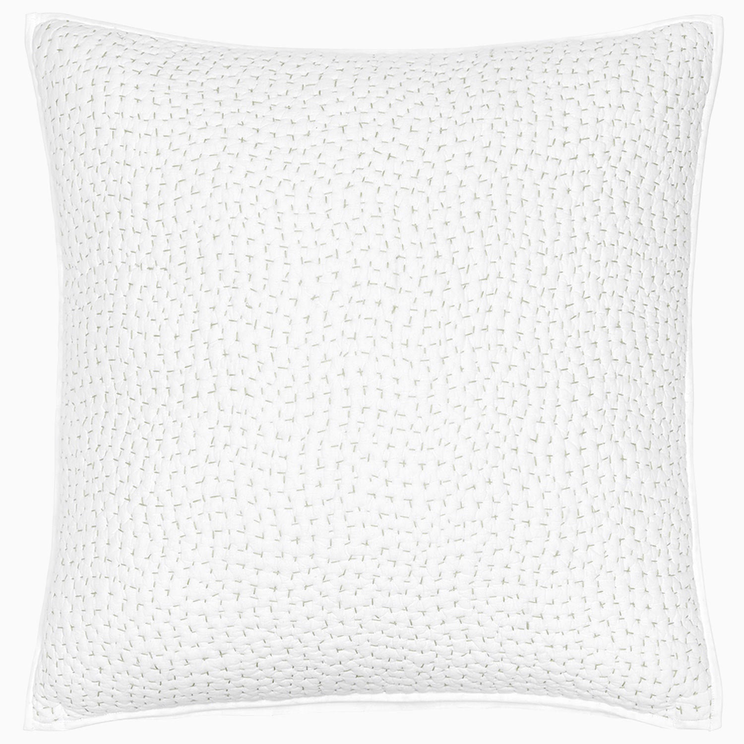 From the John Robshaw Hand-Stitched Bedding Collection, this square white decorative pillow features a textured, stitched pattern across its soft cotton voile surface for an elegant touch.