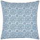 The Sahil Indigo Bedding Collection by John Robshaw features a square pillow with a blue and white floral and geometric pattern, reminiscent of Mughal garden bedding, displayed on a plain white background.