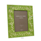 The Addison Ross Chinoiserie Frame Collection features a green frame with a blossom design and high-gloss lacquer for elegance. It has an interior label, "Addison Ross London," and measures 5'' x 7''.