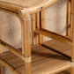 Close-up of the Lainey 3 Piece Bookcase Set by Made Goods, highlighting its rattan and bamboo craftsmanship with woven cane panels, natural wood textures, and artfully joined details—a statement centerpiece for any space.