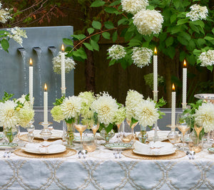 Kim Seybert Daydream Tablecloth in White, Gold & Silver