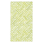 Rectangular image from Caspari's Fretwork Collection features a geometric pattern of interlocking green and yellow lines on white—a repeating zigzag motif ideal for durable, eco-friendly napkins.