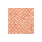 The Fretwork Collection by Caspari features a square tile with an orange and white geometric pattern of interlocking, textured lines on a white background, inspired by the durable design of eco-friendly napkins.