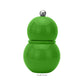 The Addison Ross Chubbie Salt and Pepper Mill Collection features a glossy, double-sphere design in bright leaf green with a ceramic mechanism and a silver top knob, shown on a plain white background.
