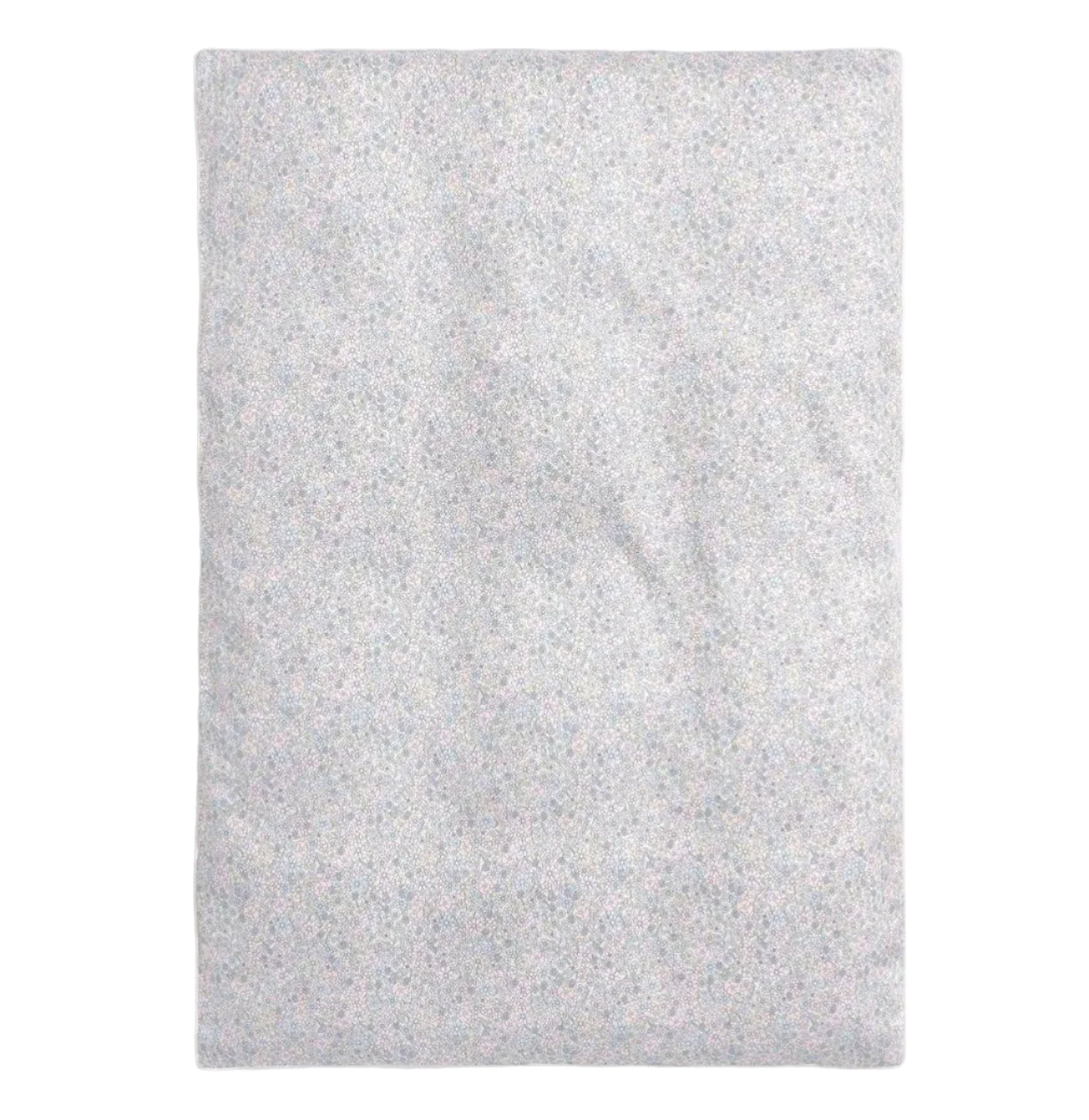 The Gooselings Enchanted Wildflowers Toddler Duvet features a folded rectangular shape with a light-colored small floral pattern on a white background.