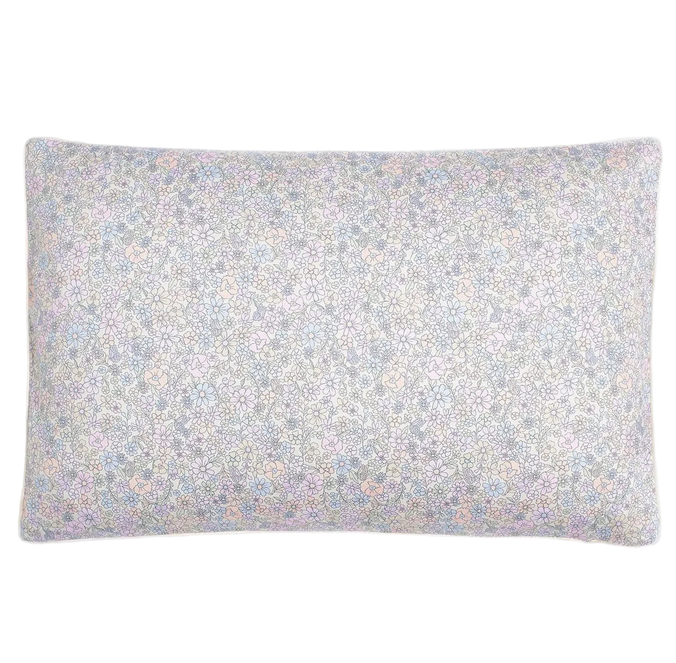 The Enchanted Wildflowers Toddler Pillow by Gooselings features a subtle pastel floral design on a light background, making it an adorable and cozy addition to any child's bedding.