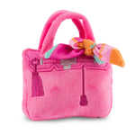 The Haute Diggity Dog Pink Barkin Bag Dog Toy features plush pink fabric, embroidered details, and a colorful scarf—bringing chic style and fun to your pup’s playtime.