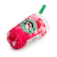 The Starbarks Ruffresher Dog Toy by Haute Diggity Dog is a plush, squeaky toy shaped like a pink iced drink cup with straw and parody logo—perfect for playful pups who love fun.