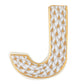 The Herend Letters collection features a decorative letter "J" with a gold and white teardrop pattern, inspired by hand-painted designs and classic Herend porcelain artistry.