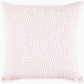 Introducing the John Robshaw Hand-Stitched Bedding Collection: a square pillow featuring a white background adorned with an all-over pattern of small, evenly spaced red stitches, expertly crafted from soft cotton voile for an elegant yet cozy touch.
