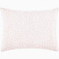 This white rectangular pillow from the John Robshaw Hand-Stitched Bedding Collection features a pattern of small, evenly spaced red dashes and arrows, photographed against a plain white background. Inspired by artisanal hand-stitched coverlets, it is crafted from soft cotton voile for a comfortable and inviting touch.