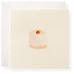 Karen Adams Flour Shoppe Gift Enclosures: A square greeting card featuring a minimalist small round cake with a red berry and gold accent on a cream background—ideal for enclosure or gift cards.