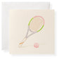 The Karen Adams Tennis Club Gift Enclosures feature an illustration of a tennis racket and pink ball on a cream square card, paired with a white envelope.