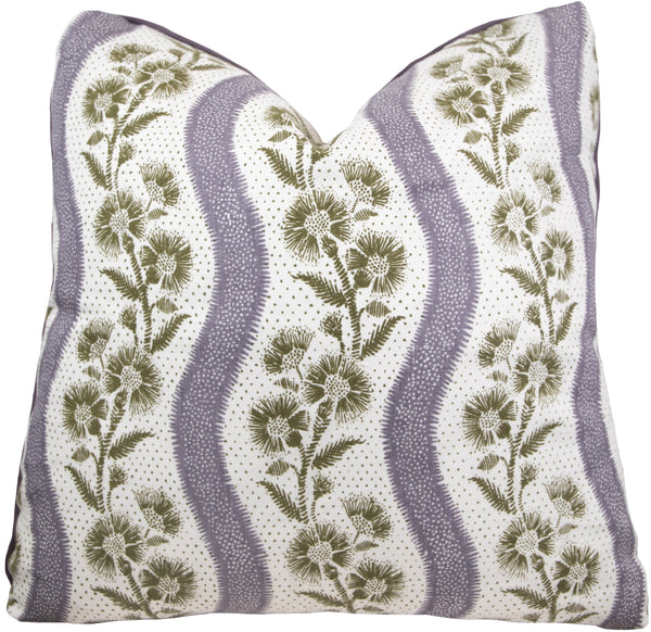 Harwick Stripe Olive and Plum Pillow
