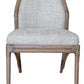 A McGuire Lantana Side Chair, Mushroom with a beige upholstered seat and backrest, featuring simple, clean lines and a minimalist design, measures 23"D x 21.25"W.