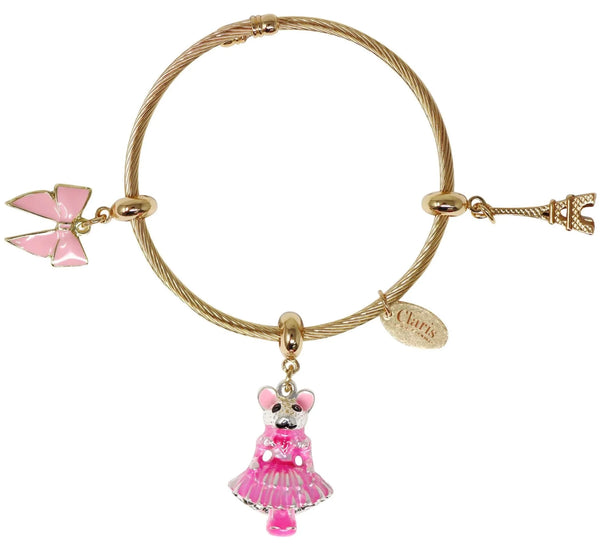 This Pink Poppy Claris Charm Bracelet features a cute teddy bear charm.