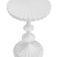 The Priscilla Side Table by Oly features a white sculpted fluted design with a round, tiered top and base, symmetrical form, and textured radial pattern—an elegant accent for your living room.