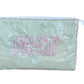 The Walker Valentine Large Helen Cosmetic Case, "MAKEUP", features green and white stripes with "MAKEUP" in bold pink letters—an ideal zippered pouch to organize your beauty essentials.