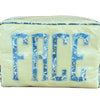 Large Milan Cosmetic Case, "FACE" - Yellow Pinstripe