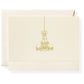 The Karen Adams Dolce Vita Card Set features a cream-colored, hand-embellished card with a gold chandelier illustration and a matching envelope—an elegant hostess gift.